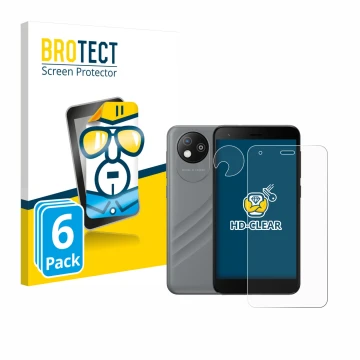 Front side of a product packaging with the brand logo BROTECT. Next to it is the device ZTE Blade A35 lite (Front+Camera) show