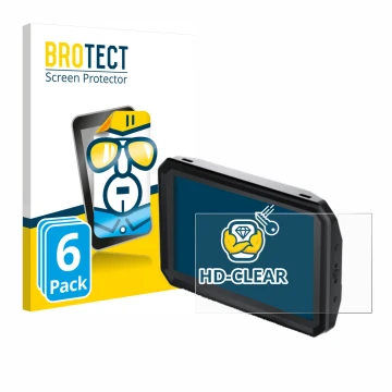 Front side of a product packaging with the brand logo BROTECT. Next to it is the device Blackmagic Design Pyxis Monitor 5