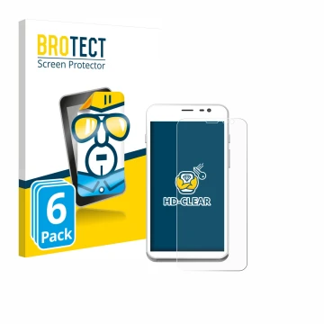 Front side of a product packaging with the brand logo BROTECT. Next to it is the device Pax CCV Fly A77 shown with the corresp