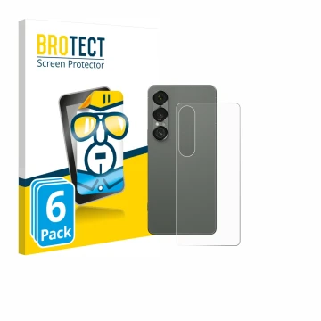 Front side of a product packaging with the brand logo BROTECT. Next to it is the device Sony Xperia 1 VII (Back) shown with th