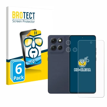 Front side of a product packaging with the brand logo BROTECT. Next to it is the device Motorola Moto G86 Power (Front+Camera)