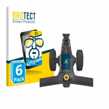 Front side of a product packaging with the brand logo BROTECT. Next to it is the device PowaKaddy CT10 shown with the correspo