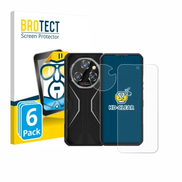 Front side of a product packaging with the brand logo BROTECT. Next to it is the device Oukitel WP55 Pro (Front+Camera) shown 