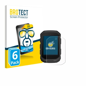 Front side of a product packaging with the brand logo BROTECT. Next to it is the device Garmin Edge MTB shown with the corresp