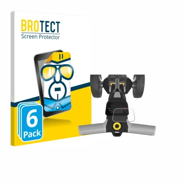 Front side of a product packaging with the brand logo BROTECT. Next to it is the device PowaKaddy CT6 2025 shown with the corr