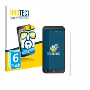 Front side of a product packaging with the brand logo BROTECT. Next to it is the device Emporia Smart 7 Lite shown with the co