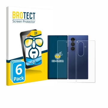 Front side of a product packaging with the brand logo BROTECT. Next to it is the device Samsung Galaxy Z Fold 7 (Front+Back) s
