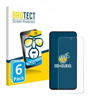 Front side of a product packaging with the brand logo BROTECT. Next to it is the device Samsung Galaxy A56 5G (case-friendly) 