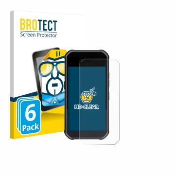 Front side of a product packaging with the brand logo BROTECT. Next to it is the device SkyCaddie Pro 5X shown with the corres