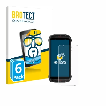 Front side of a product packaging with the brand logo BROTECT. Next to it is the device Ulefone Armor 15 shown with the corres