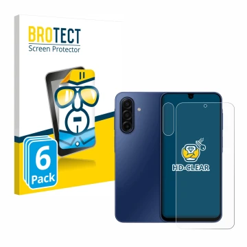 Front side of a product packaging with the brand logo BROTECT. Next to it is the device Samsung Galaxy A17 5G (Front+Camera) s