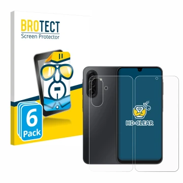 Front side of a product packaging with the brand logo BROTECT. Next to it is the device Samsung Galaxy A17 5G (Front+Back) sho