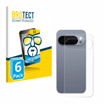 Front side of a product packaging with the brand logo BROTECT. Next to it is the device Google Pixel 10 Pro (Back) shown with 