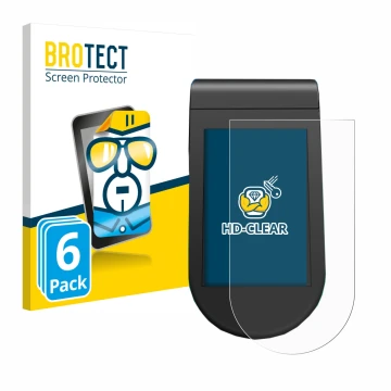 Front side of a product packaging with the brand logo BROTECT. Next to it is the device SoFlow SO4 Pro MAX shown with the corr