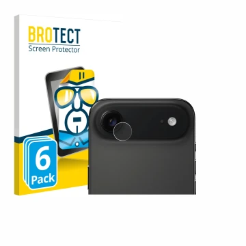 Front side of a product packaging with the brand logo BROTECT. Next to it is the device Apple iPhone Air (ONLY Camera Lens) sh