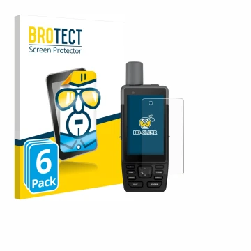 Front side of a product packaging with the brand logo BROTECT. Next to it is the device Garmin GPSMAP H1 shown with the corres