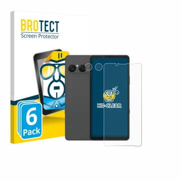 Front side of a product packaging with the brand logo BROTECT. Next to it is the device Sony Xperia 10 VII (Front+Camera) show