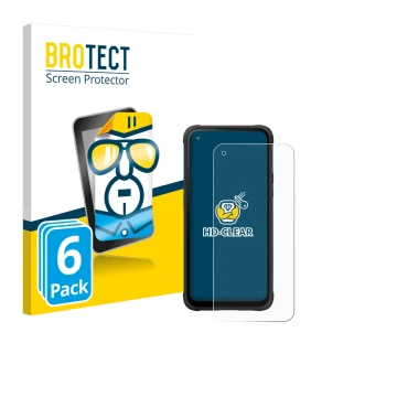 Front side of a product packaging with the brand logo BROTECT. Next to it is the device Hammer Blade V 5G shown with the corre
