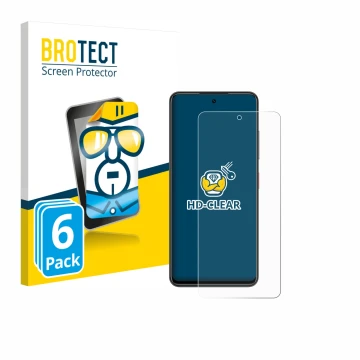 Front side of a product packaging with the brand logo BROTECT. Next to it is the device Nubia Focus shown with the correspondi