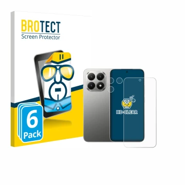 Front side of a product packaging with the brand logo BROTECT. Next to it is the device Xiaomi 15T (Front+Camera) shown with t