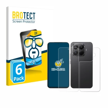 Front side of a product packaging with the brand logo BROTECT. Next to it is the device Xiaomi 15T Pro (Front+Back) shown with