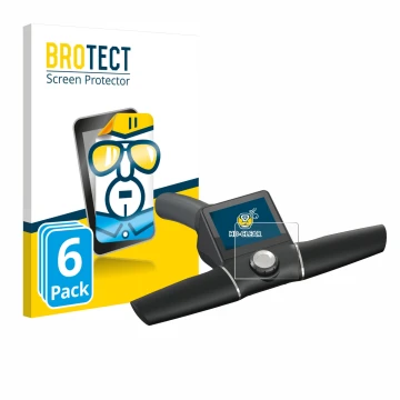 Front side of a product packaging with the brand logo BROTECT. Next to it is the device Motocaddy M7 GPS Remote shown with the