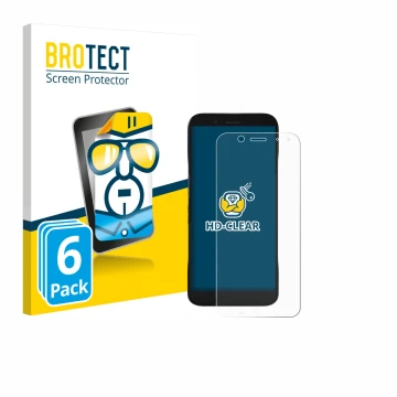 Front side of a product packaging with the brand logo BROTECT. Next to it is the device Datalogic Memor 17 HC shown with the c