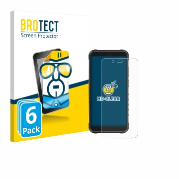 Front side of a product packaging with the brand logo BROTECT. Next to it is the device Ulefone RugKing shown with the corresp