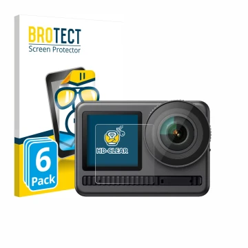 Front side of a product packaging with the brand logo BROTECT. Next to it is the device Akaso Brave 8 (Front display) shown wi