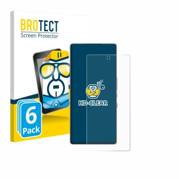 Front side of a product packaging with the brand logo BROTECT. Next to it is the device ZTE Nubia Red Magic 11 Pro shown with 
