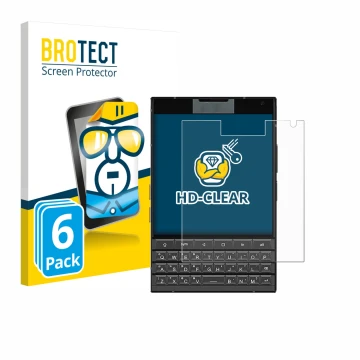 Front side of a product packaging with the brand logo BROTECT. Next to it is the device Unihertz Titan 2 shown with the corres