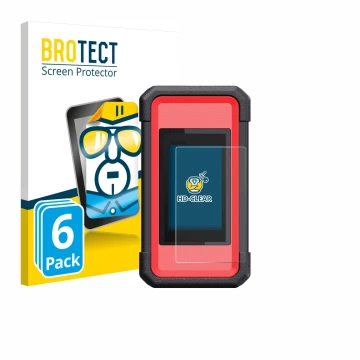 Front side of a product packaging with the brand logo BROTECT. Next to it is the device Launch X431 SmartLink C V2.0 shown wit