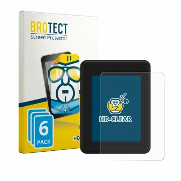 Front side of a product packaging with the brand logo BROTECT. Next to it is the device Neodrives simplyDisplay shown with the