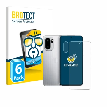 Front side of a product packaging with the brand logo BROTECT. Next to it is the device OnePlus Ace 6 (Front+Camera) shown wit