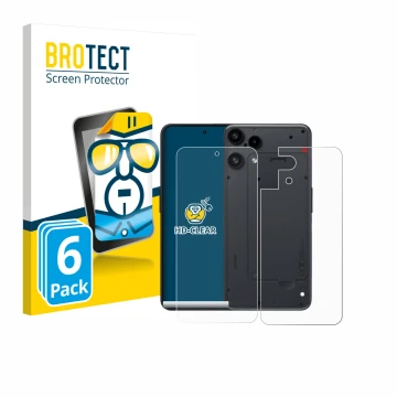 Front side of a product packaging with the brand logo BROTECT. Next to it is the device Nothing Phone (3a) Lite (Front+Back) s