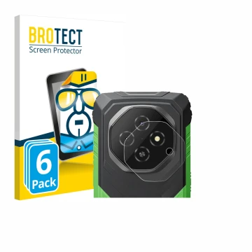 Front side of a product packaging with the brand logo BROTECT. Next to it is the device Blackview Fort 1 (ONLY Camera Lens) sh