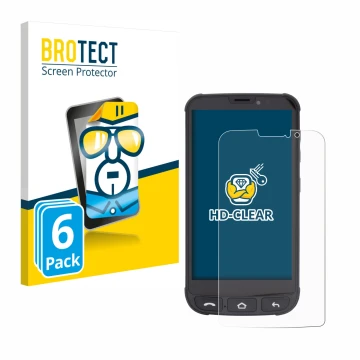 Front side of a product packaging with the brand logo BROTECT. Next to it is the device Olympia Neo Mini shown with the corres