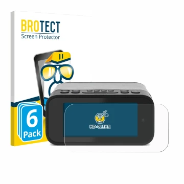 Front side of a product packaging with the brand logo BROTECT. Next to it is the device TechniSat Digitradio 52 BT shown with 