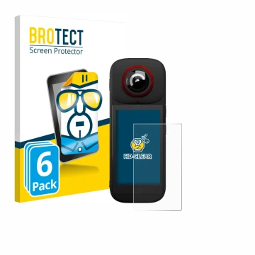 Front side of a product packaging with the brand logo BROTECT. Next to it is the device Labpano PanoX V3 360° shown with the c