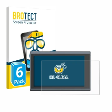 Front side of a product packaging with the brand logo BROTECT. Next to it is the device SmallRig Wireless Monitor shown with t