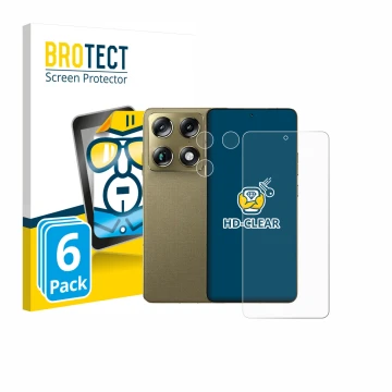 Front side of a product packaging with the brand logo BROTECT. Next to it is the device Motorola Signature (Front+Camera) show