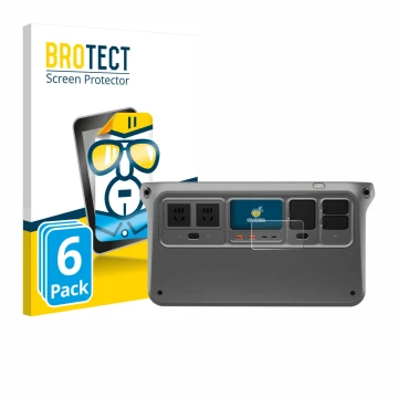 Front side of a product packaging with the brand logo BROTECT. Next to it is the device DJI Power 1000 shown with the correspo