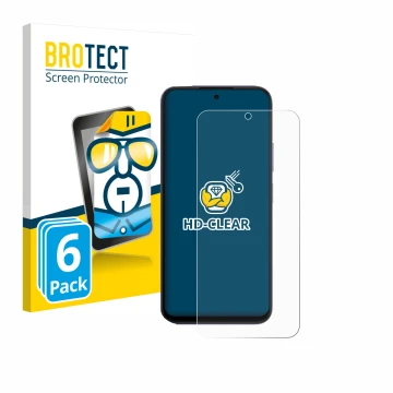 Front side of a product packaging with the brand logo BROTECT. Next to it is the device Oppo A6x 4G shown with the correspondi