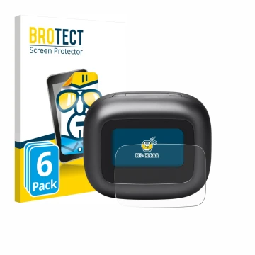 Front side of a product packaging with the brand logo BROTECT. Next to it is the device JBL Live Beam 3 shown with the corresp