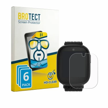 Front side of a product packaging with the brand logo BROTECT. Next to it is the device Xplora X6 Play eSIM (2nd generation) s
