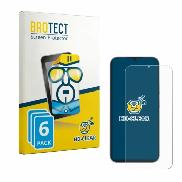 Front side of a product packaging with the brand logo BROTECT. Next to it is the device realme C100i shown with the correspond