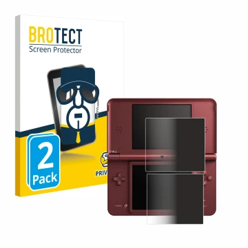 Front side of a product packaging with the brand logo BROTECT. Next to it is the device Nintendo DSi XL shown with the corresp