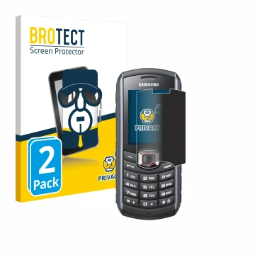 Front side of a product packaging with the brand logo BROTECT. Next to it is the device Samsung GT-B2710 shown with the corres
