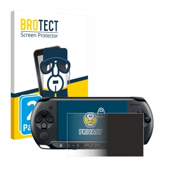 Front side of a product packaging with the brand logo BROTECT. Next to it is the device Sony PSP Street E1004 shown with the c