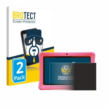 Front side of a product packaging with the brand logo BROTECT. Next to it is the device Contixo Kids 7